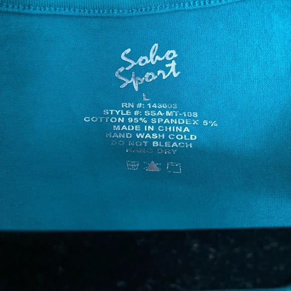 Mesh Cotton Teal Yoga Top - Picture 3 of 5